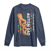 Autism Dad Awareness American Flag Fist Bump Long Sleeve Shirt