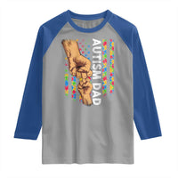 Autism Dad Awareness American Flag Fist Bump Raglan Shirt