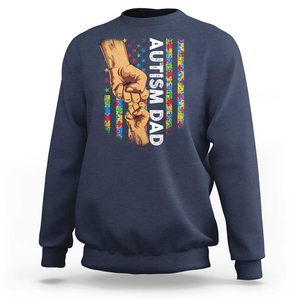 Autism Dad Awareness American Flag Fist Bump Sweatshirt