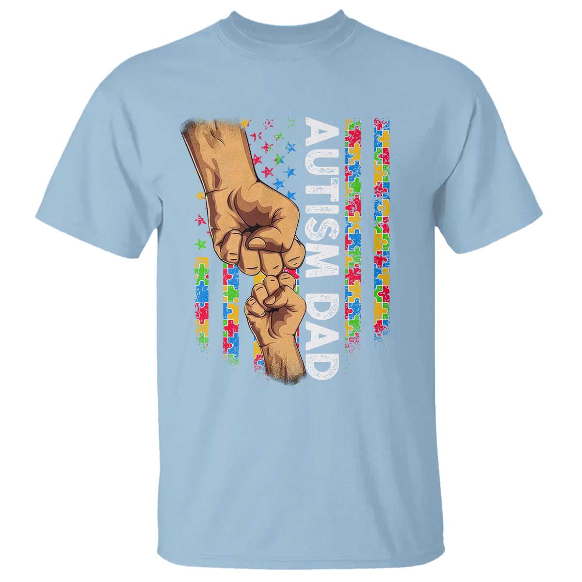 Autism Dad Awareness American Flag Fist Bump T Shirt