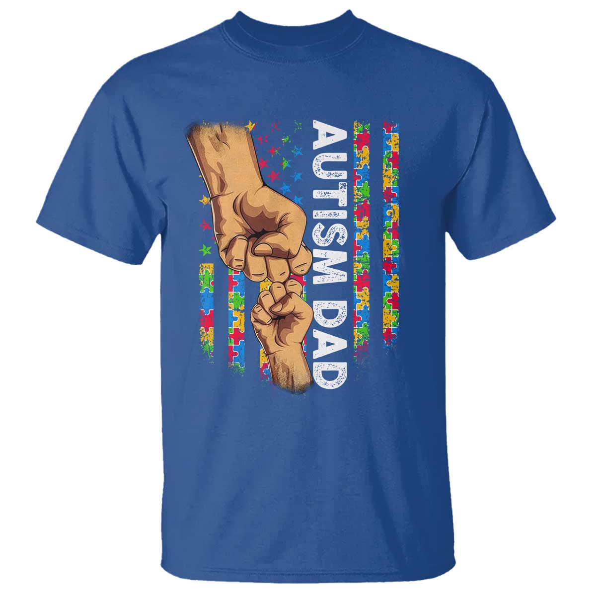Autism Dad Awareness American Flag Fist Bump T Shirt