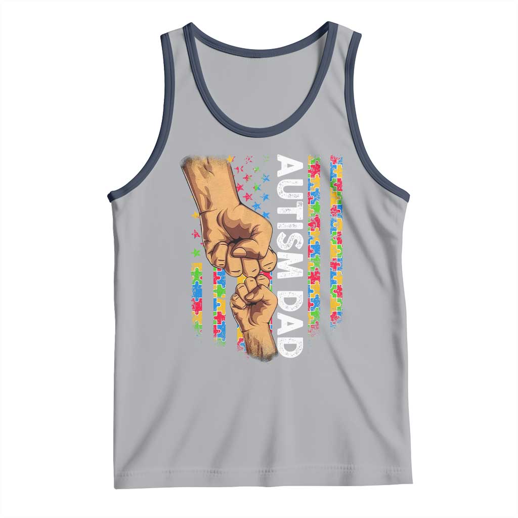 Autism Dad Awareness American Flag Fist Bump Tank Top