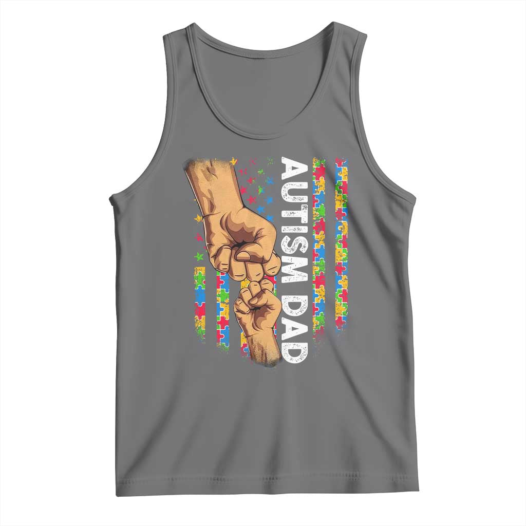 Autism Dad Awareness American Flag Fist Bump Tank Top