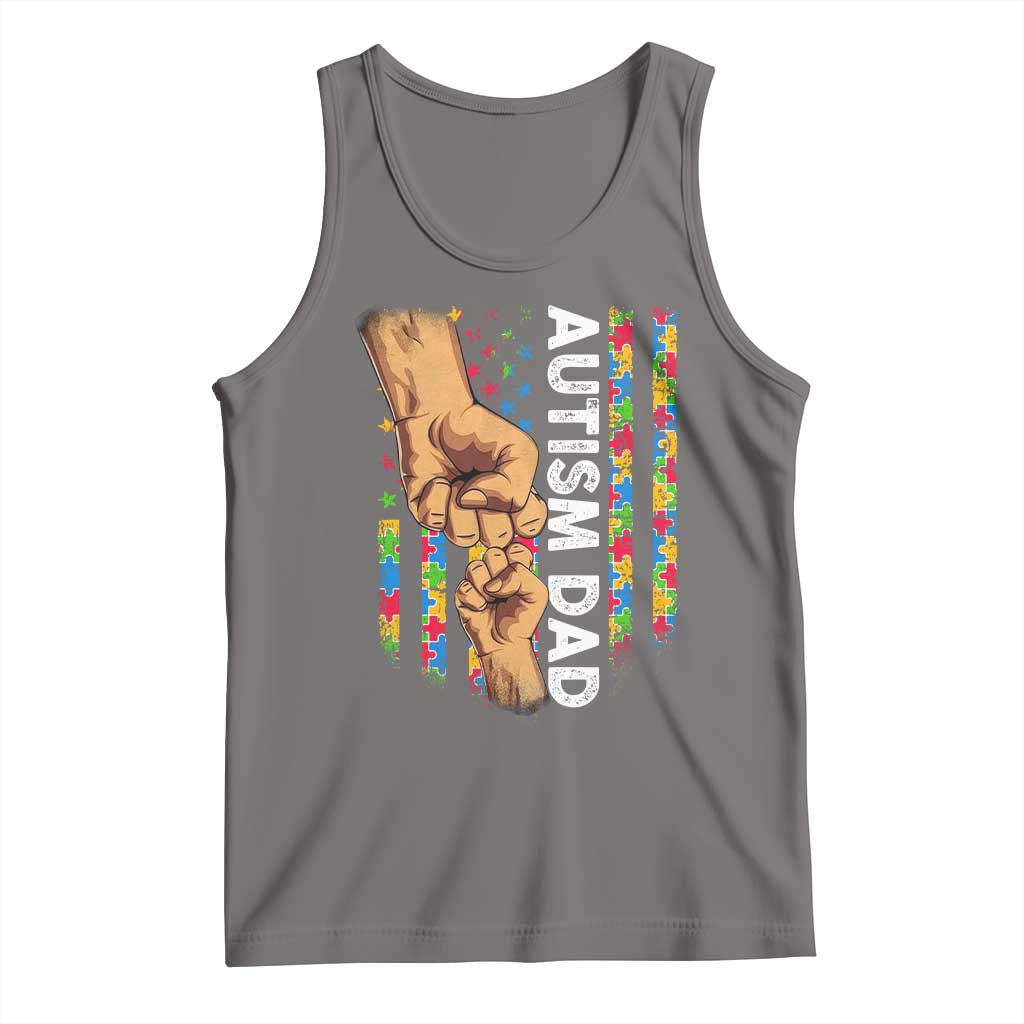 Autism Dad Awareness American Flag Fist Bump Tank Top