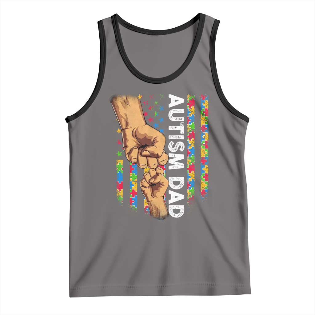 Autism Dad Awareness American Flag Fist Bump Tank Top