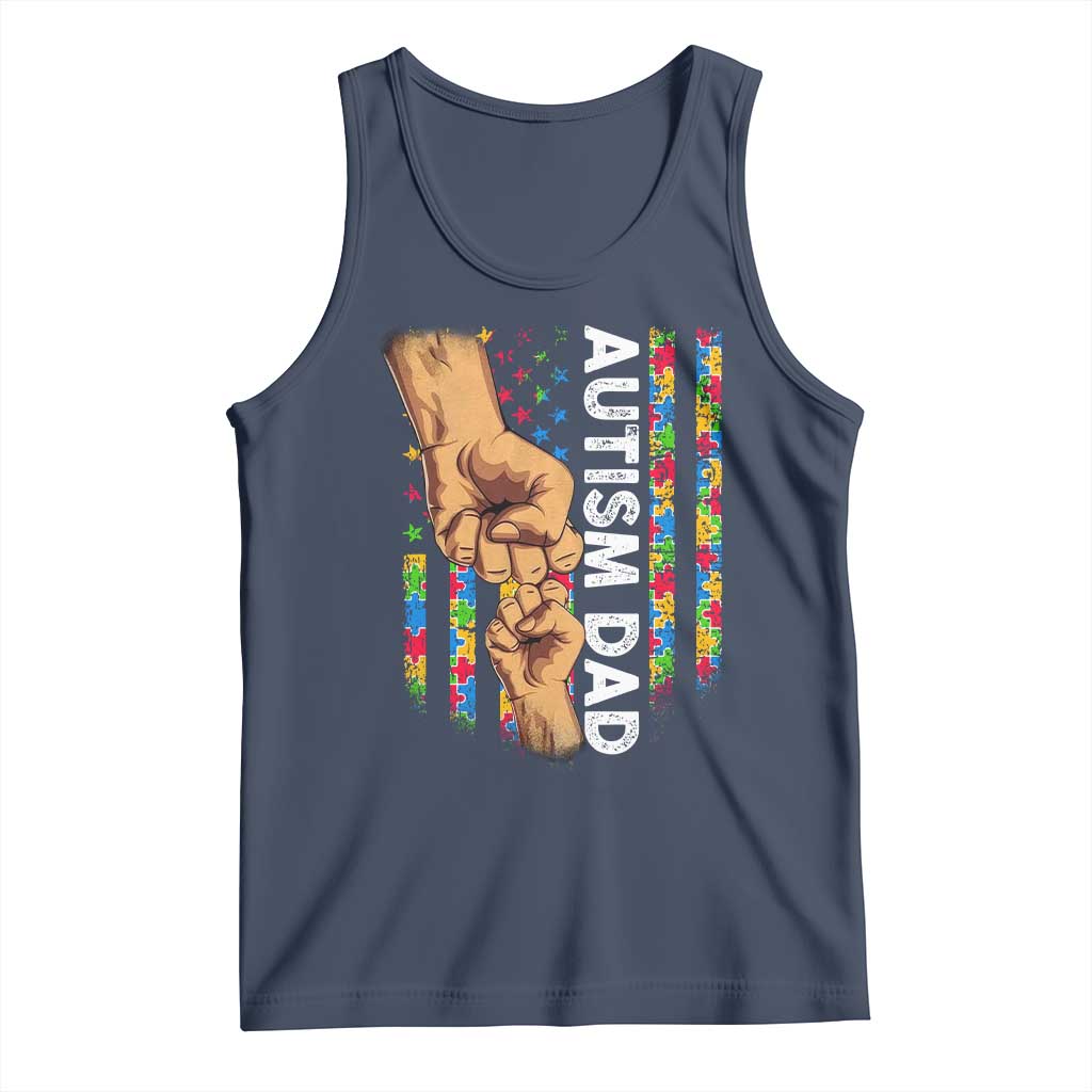 Autism Dad Awareness American Flag Fist Bump Tank Top