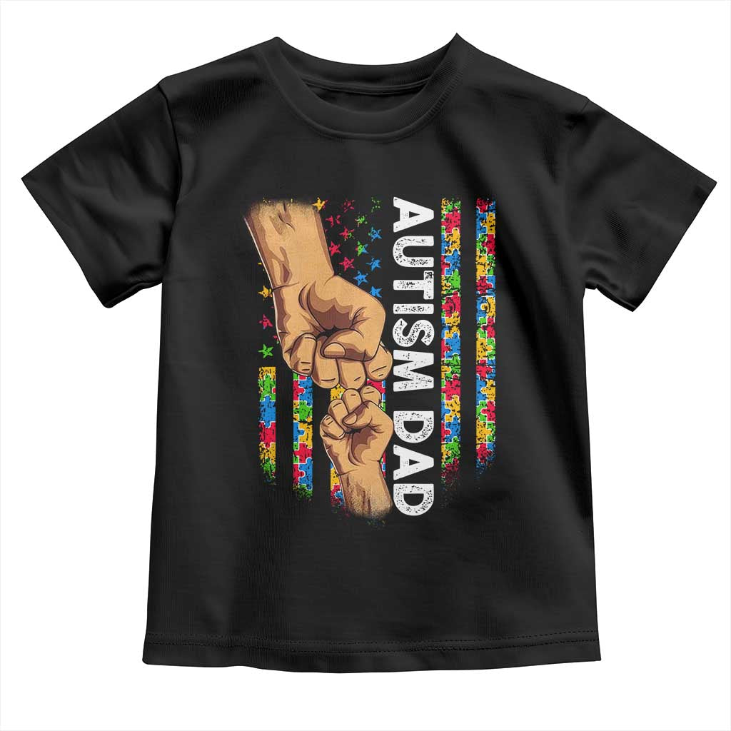 Autism Dad Awareness American Flag Fist Bump Toddler T Shirt