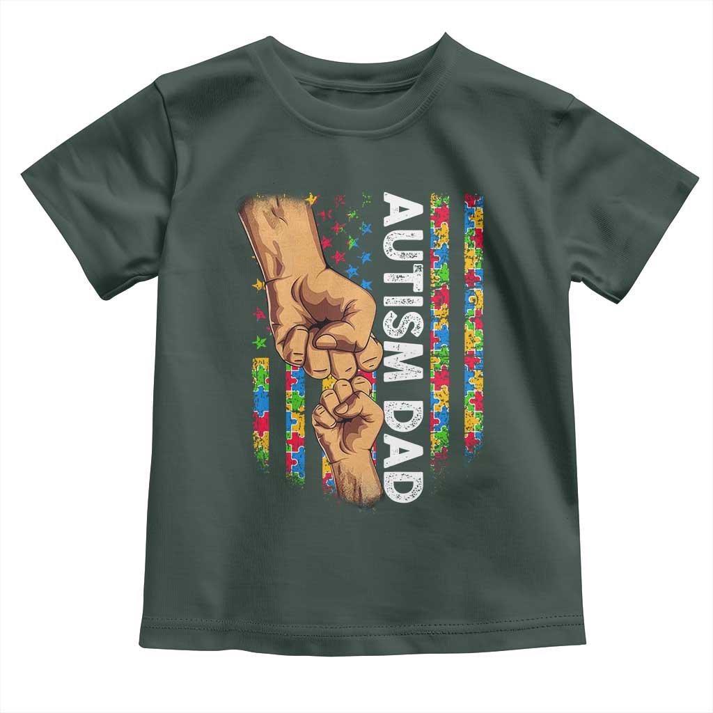 Autism Dad Awareness American Flag Fist Bump Toddler T Shirt
