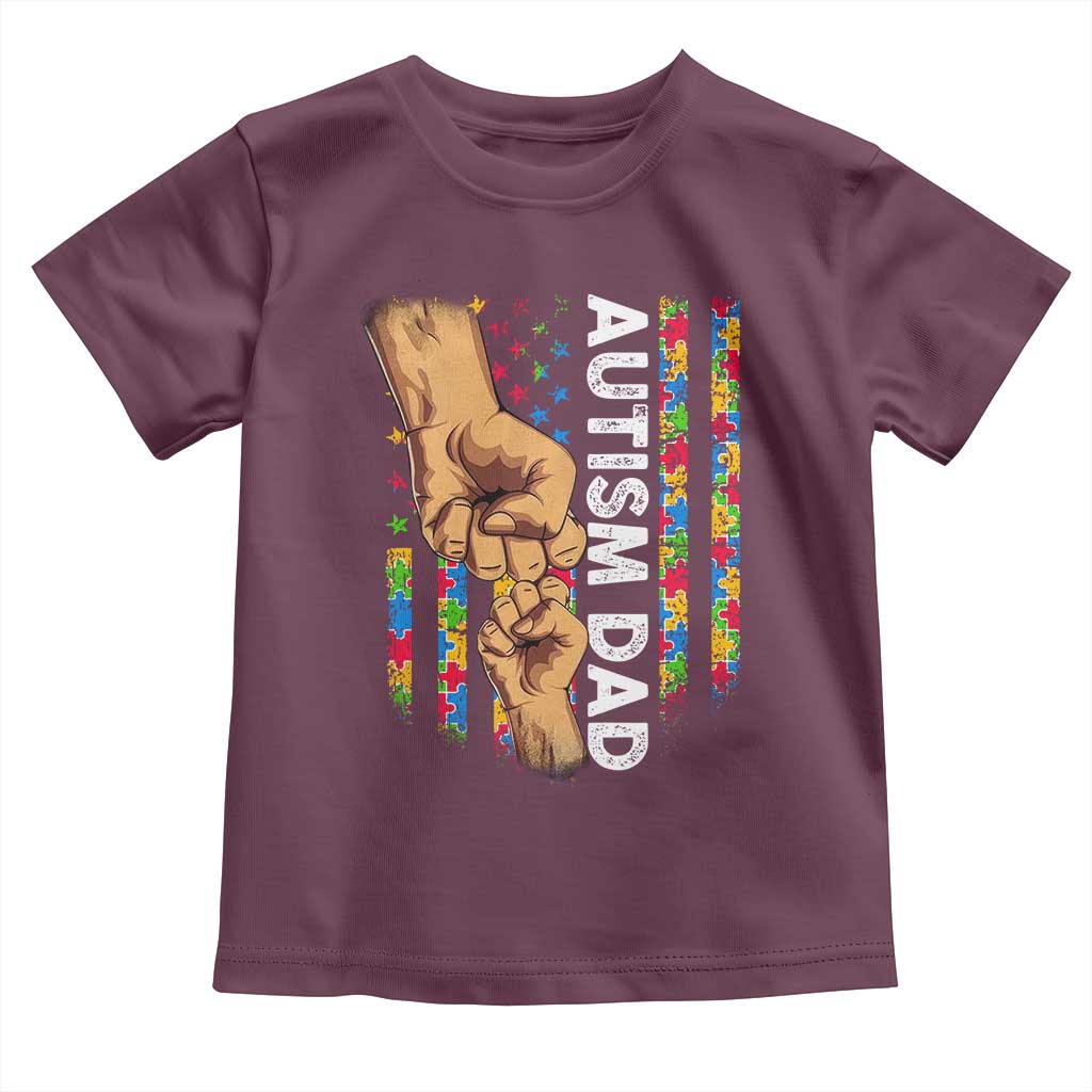 Autism Dad Awareness American Flag Fist Bump Toddler T Shirt