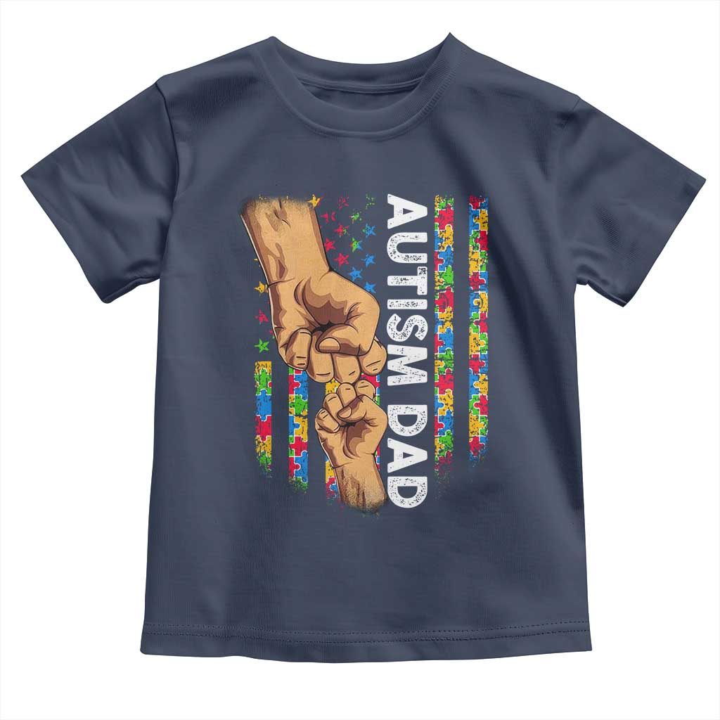 Autism Dad Awareness American Flag Fist Bump Toddler T Shirt