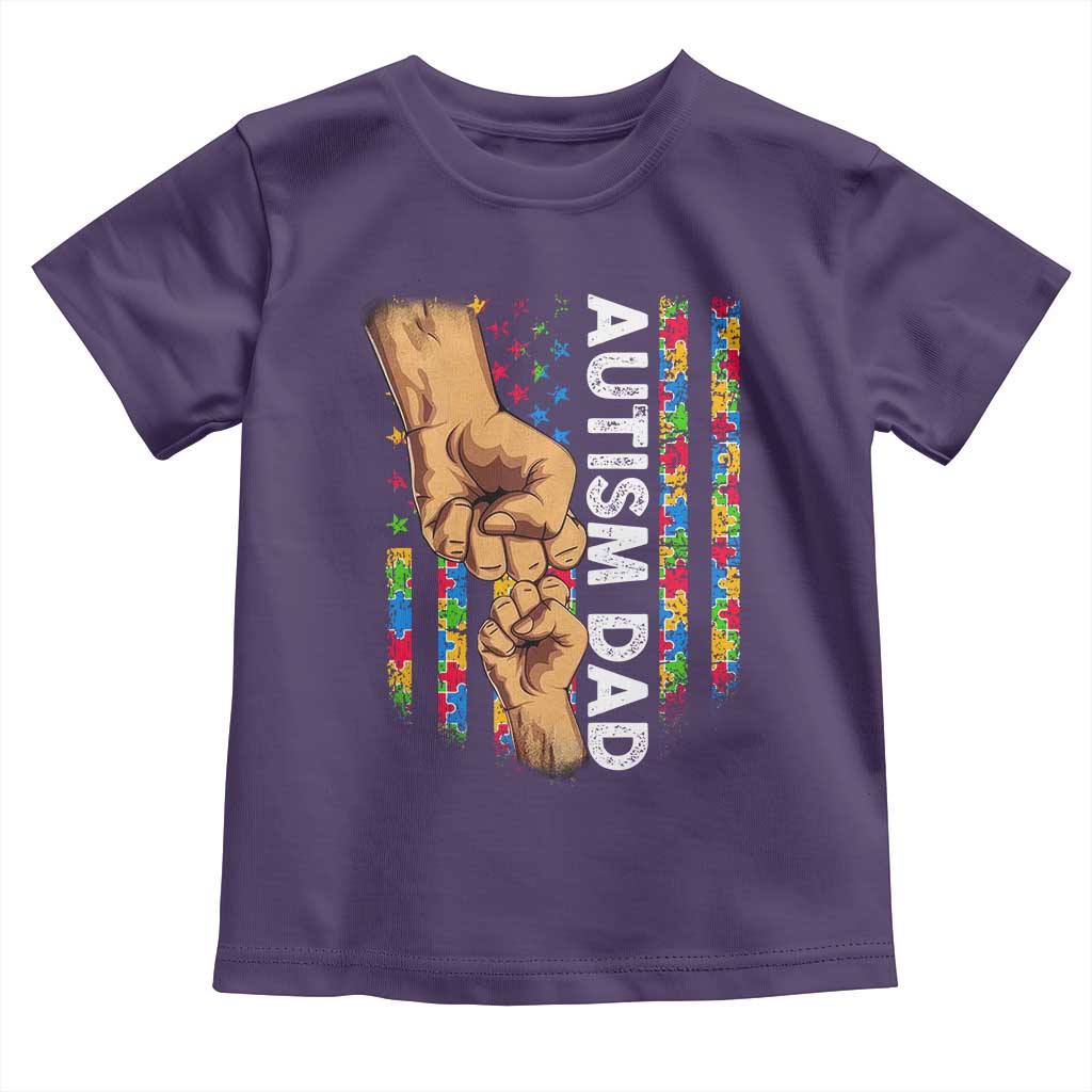 Autism Dad Awareness American Flag Fist Bump Toddler T Shirt