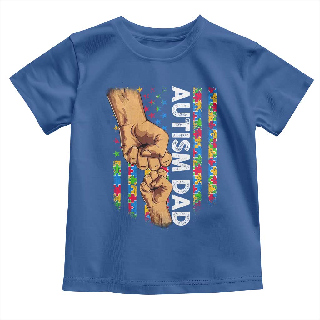 Autism Dad Awareness American Flag Fist Bump Toddler T Shirt