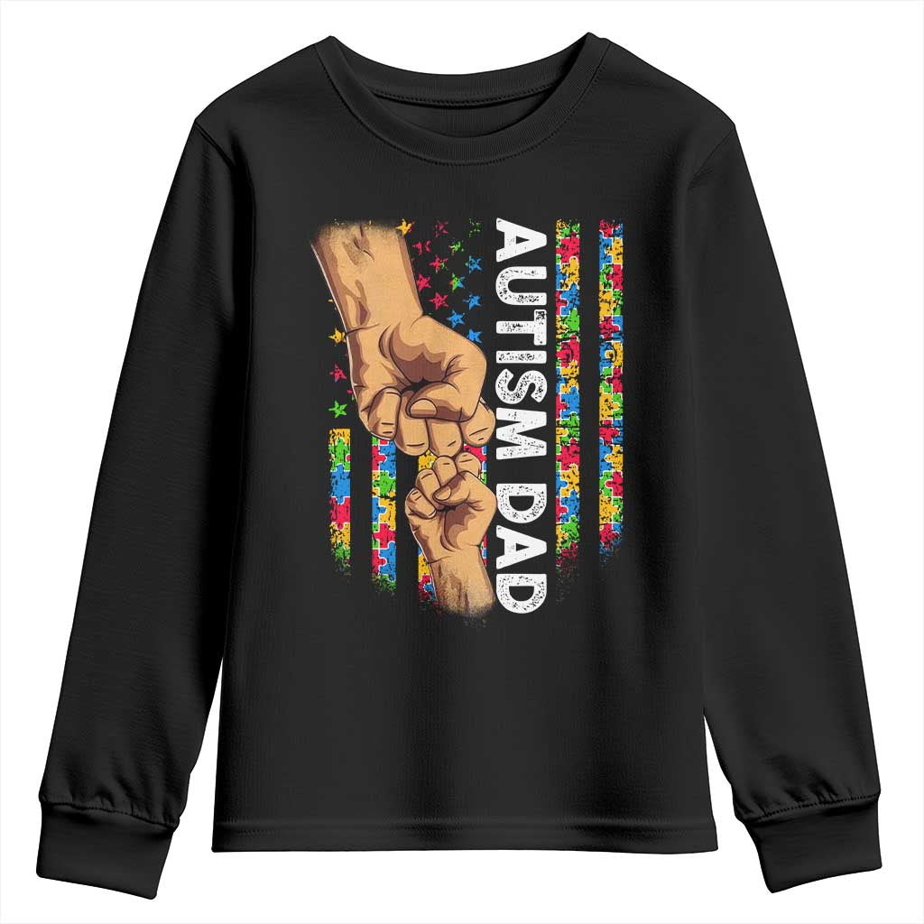 Autism Dad Awareness American Flag Fist Bump Youth Sweatshirt
