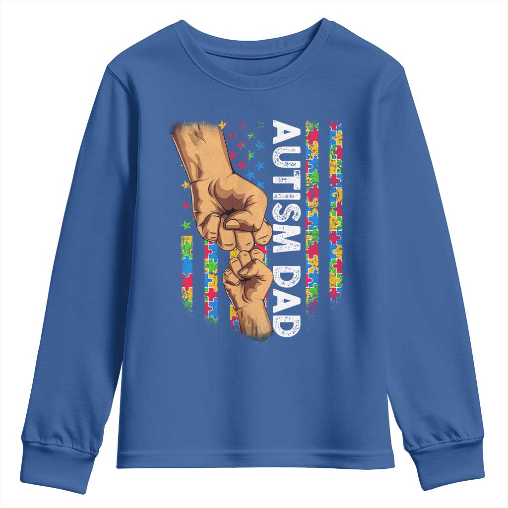 Autism Dad Awareness American Flag Fist Bump Youth Sweatshirt