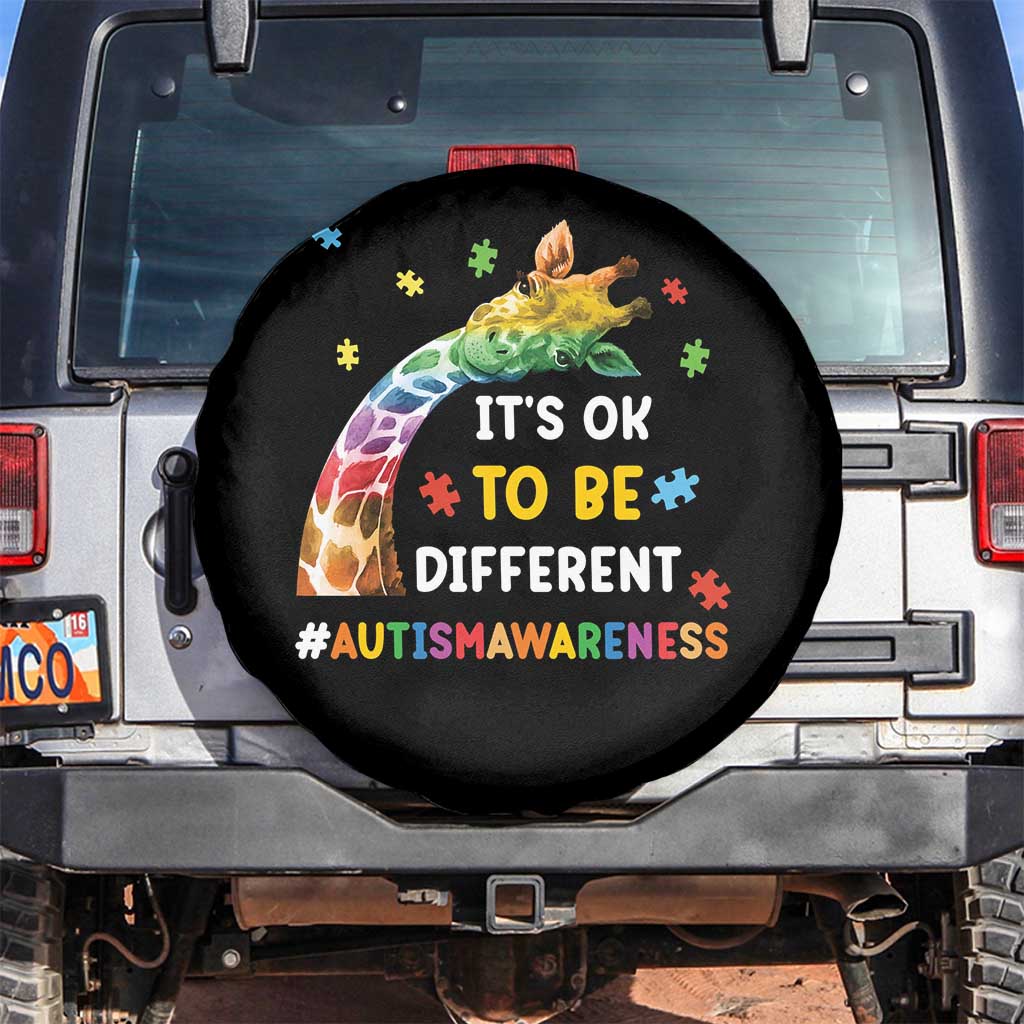 It's Ok To Be Different Autism Awareness Spare Tire Cover Rainbow Giraffe Puzzle