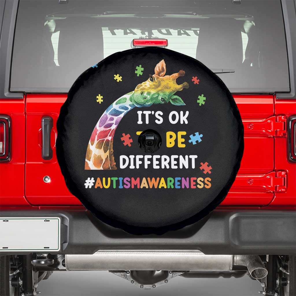 It's Ok To Be Different Autism Awareness Spare Tire Cover Rainbow Giraffe Puzzle