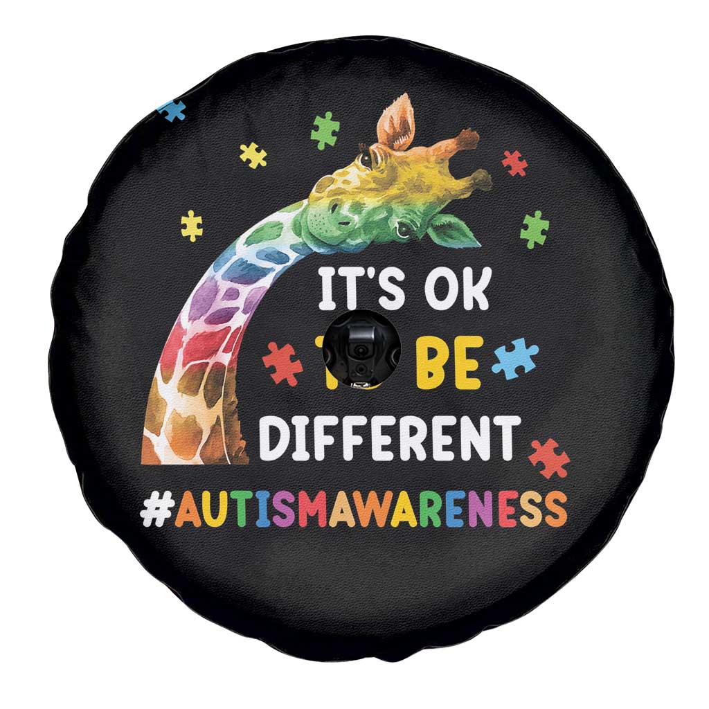 It's Ok To Be Different Autism Awareness Spare Tire Cover Rainbow Giraffe Puzzle