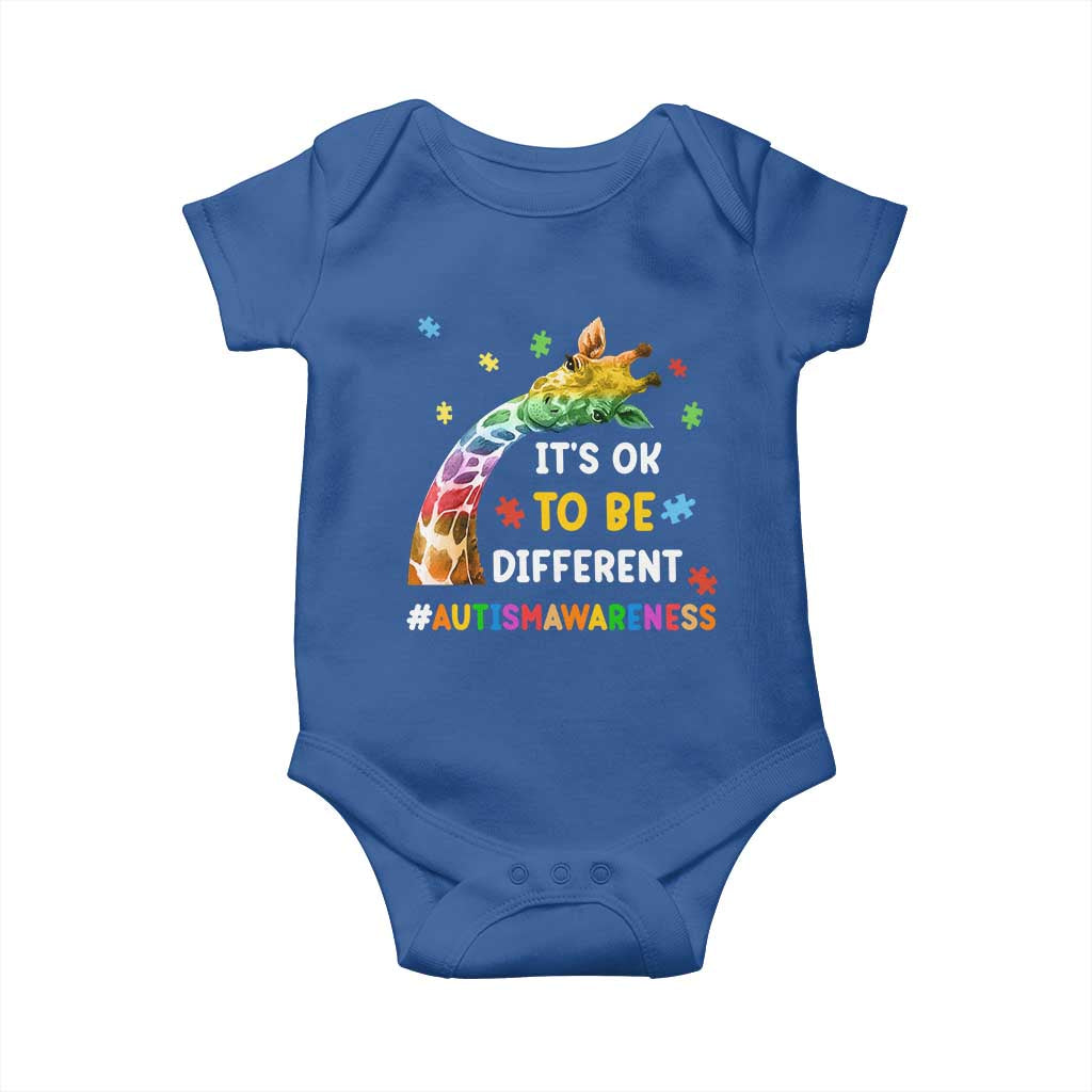 It's Ok To Be Different Autism Awareness Baby Onesie Rainbow Giraffe Puzzle