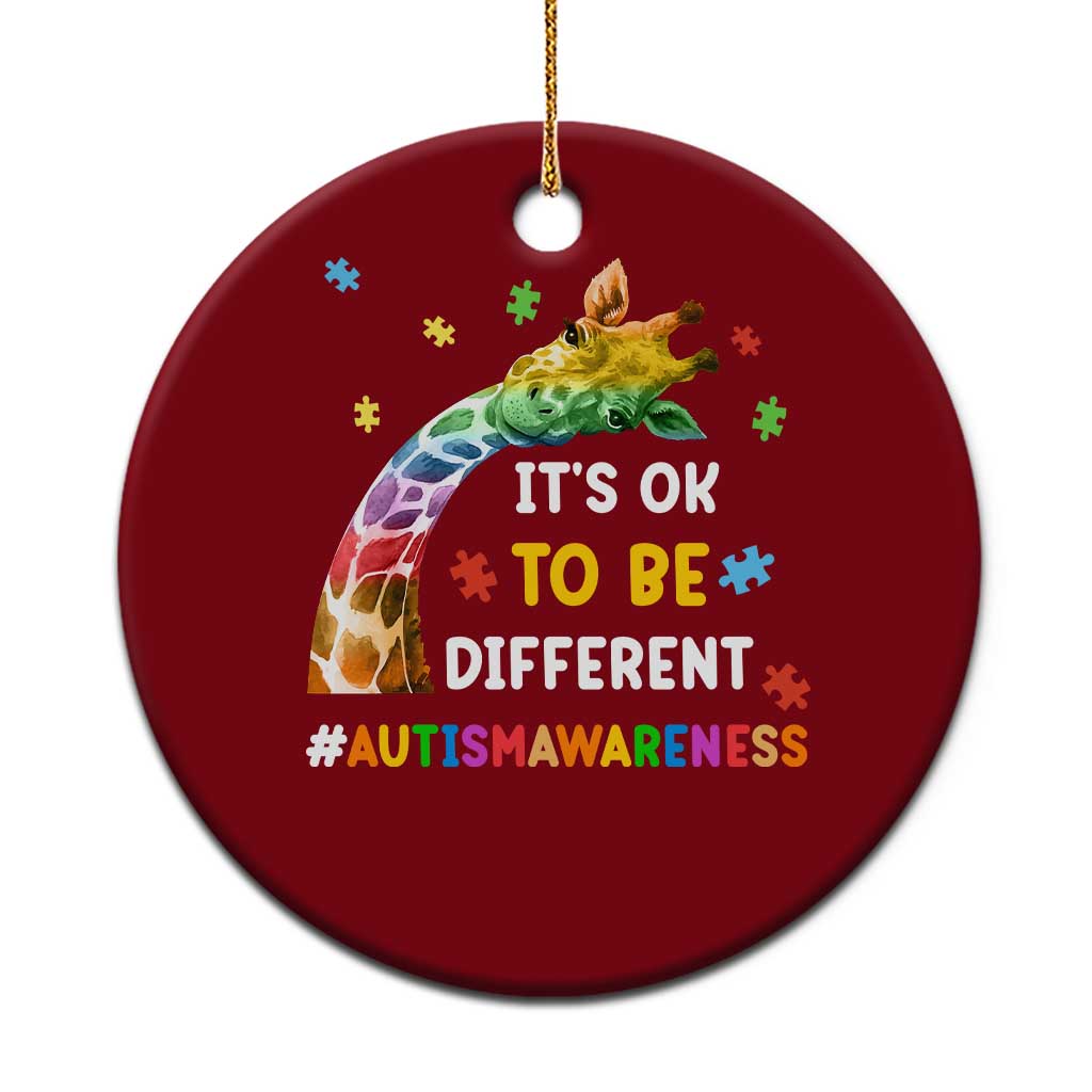 It's Ok To Be Different Autism Awareness Ceramic Ornament Rainbow Giraffe Puzzle