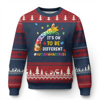 It's Ok To Be Different Autism Awareness Ugly Christmas Sweater Rainbow Giraffe Puzzle