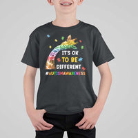 It's Ok To Be Different Autism Awareness T Shirt For Kid Rainbow Giraffe Puzzle