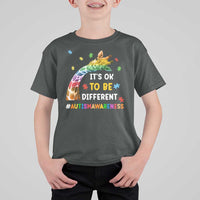 It's Ok To Be Different Autism Awareness T Shirt For Kid Rainbow Giraffe Puzzle
