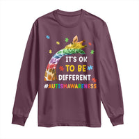 It's Ok To Be Different Autism Awareness Long Sleeve Shirt Rainbow Giraffe Puzzle