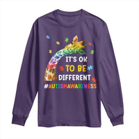 It's Ok To Be Different Autism Awareness Long Sleeve Shirt Rainbow Giraffe Puzzle