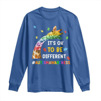 It's Ok To Be Different Autism Awareness Long Sleeve Shirt Rainbow Giraffe Puzzle