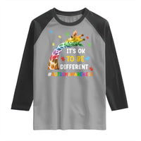 It's Ok To Be Different Autism Awareness Raglan Shirt Rainbow Giraffe Puzzle