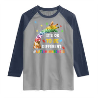 It's Ok To Be Different Autism Awareness Raglan Shirt Rainbow Giraffe Puzzle