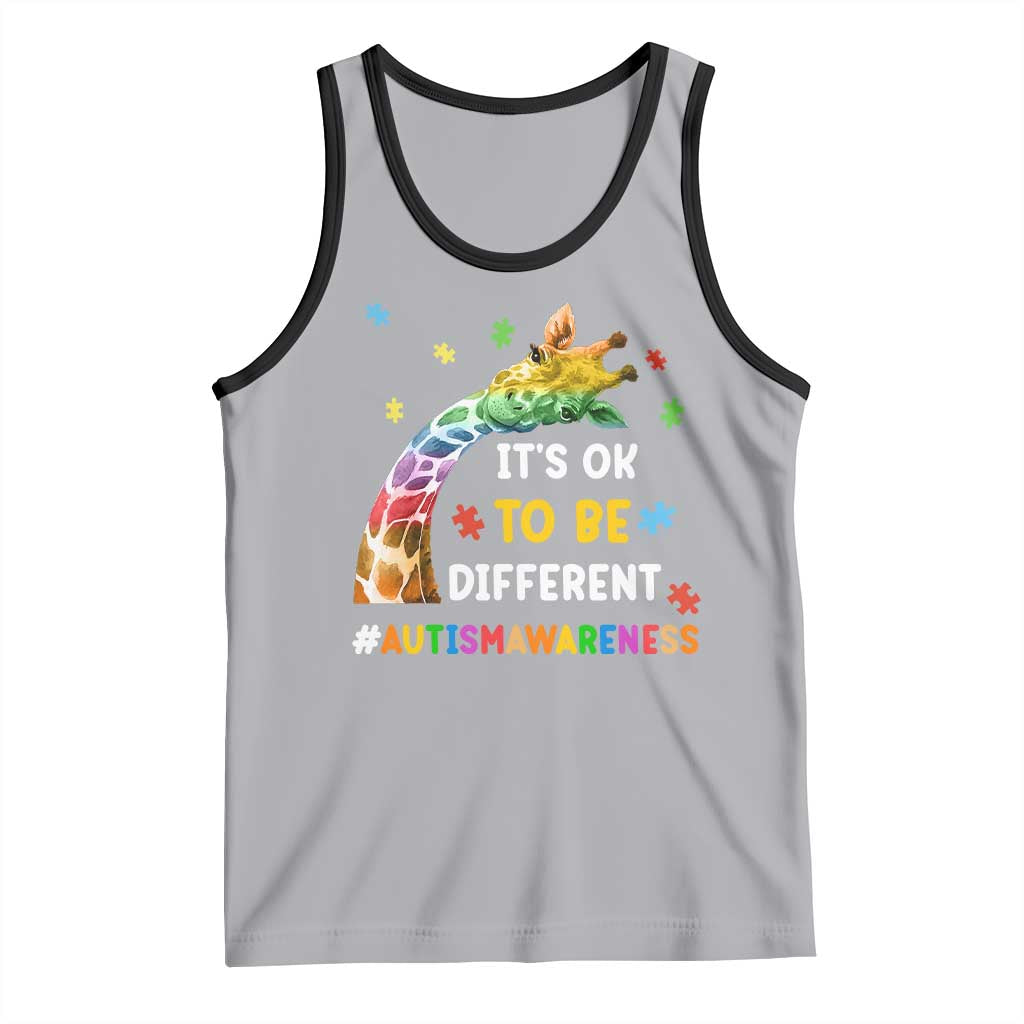 It's Ok To Be Different Autism Awareness Tank Top Rainbow Giraffe Puzzle