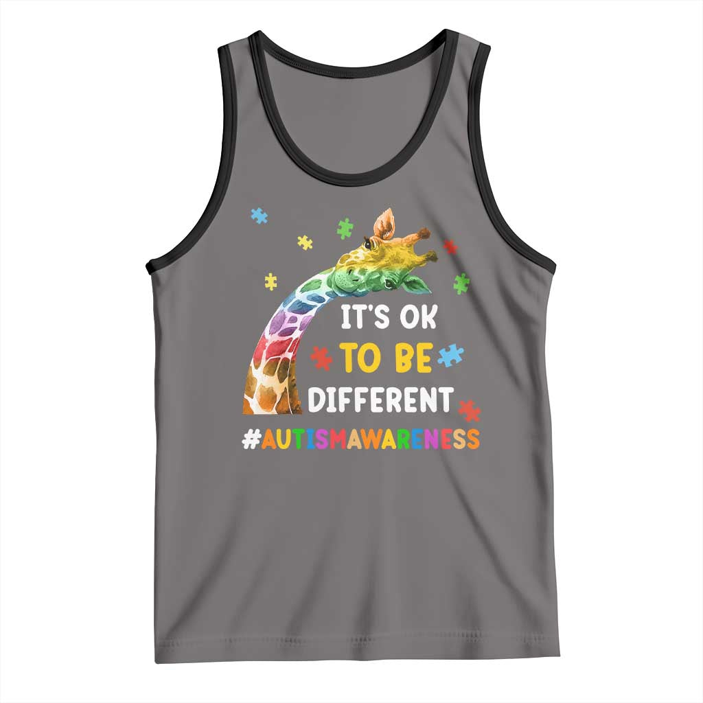 It's Ok To Be Different Autism Awareness Tank Top Rainbow Giraffe Puzzle