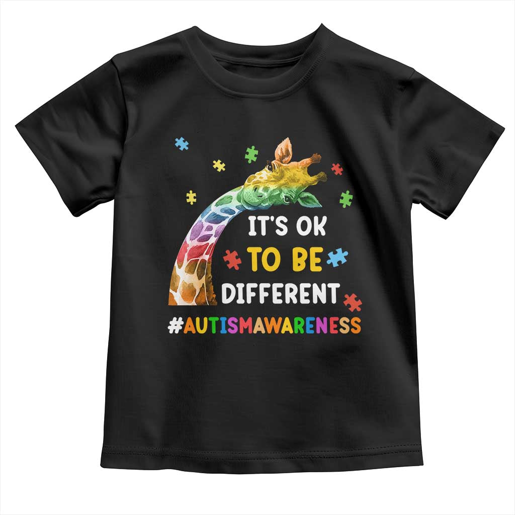 It's Ok To Be Different Autism Awareness Toddler T Shirt Rainbow Giraffe Puzzle