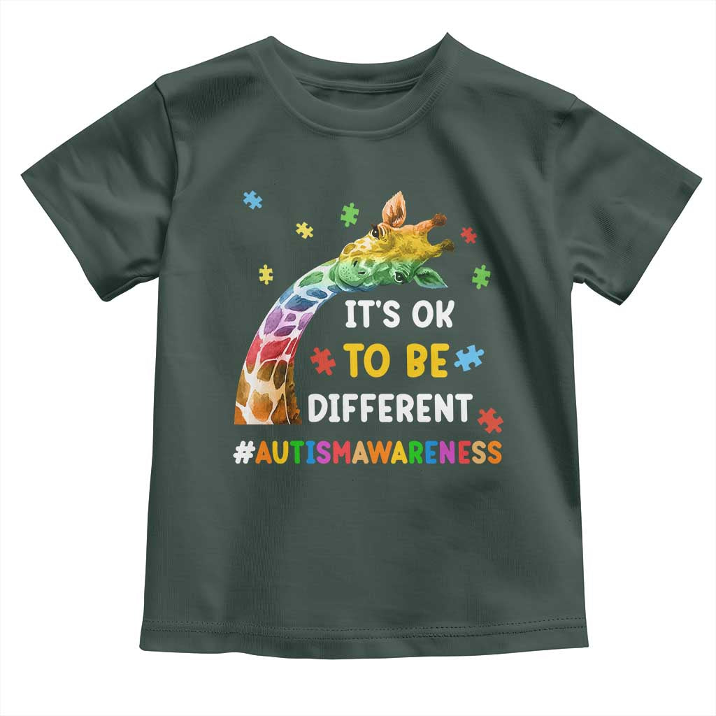 It's Ok To Be Different Autism Awareness Toddler T Shirt Rainbow Giraffe Puzzle
