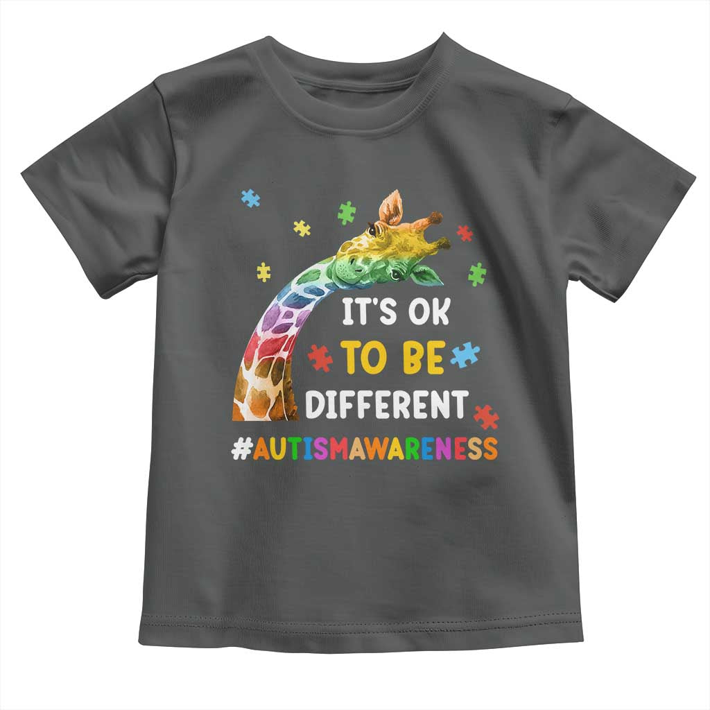 It's Ok To Be Different Autism Awareness Toddler T Shirt Rainbow Giraffe Puzzle