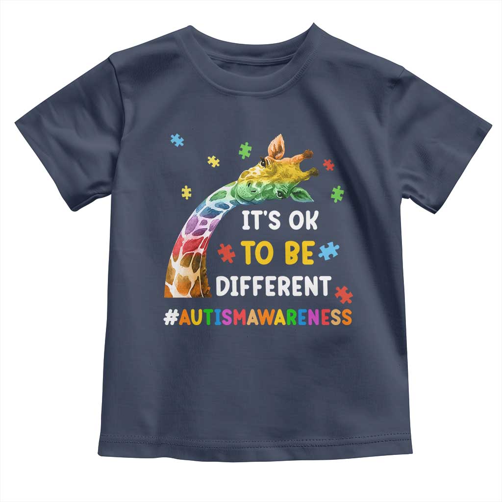 It's Ok To Be Different Autism Awareness Toddler T Shirt Rainbow Giraffe Puzzle