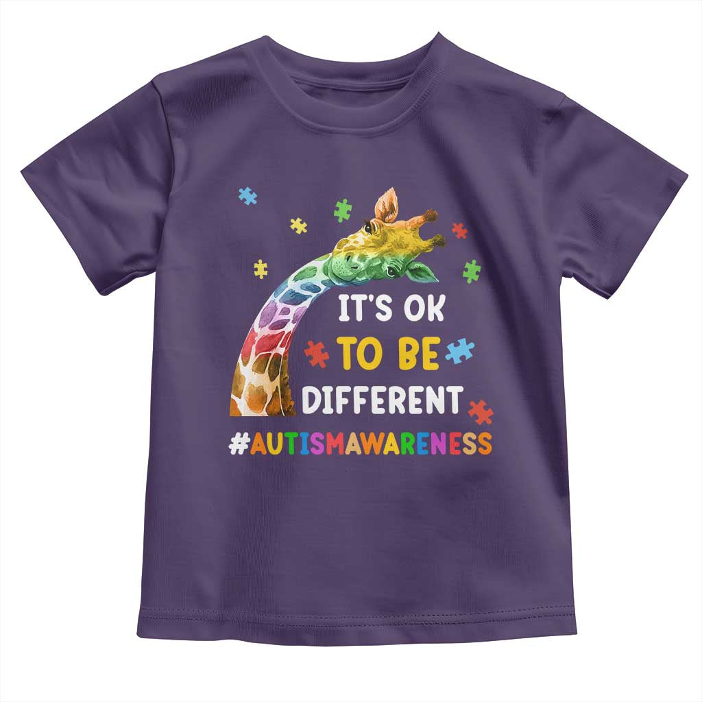 It's Ok To Be Different Autism Awareness Toddler T Shirt Rainbow Giraffe Puzzle
