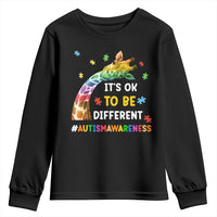 It's Ok To Be Different Autism Awareness Youth Sweatshirt Rainbow Giraffe Puzzle