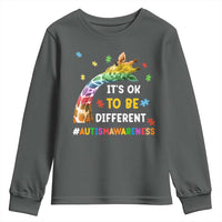 It's Ok To Be Different Autism Awareness Youth Sweatshirt Rainbow Giraffe Puzzle