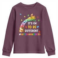 It's Ok To Be Different Autism Awareness Youth Sweatshirt Rainbow Giraffe Puzzle