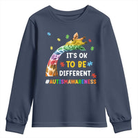 It's Ok To Be Different Autism Awareness Youth Sweatshirt Rainbow Giraffe Puzzle