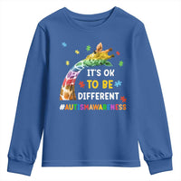 It's Ok To Be Different Autism Awareness Youth Sweatshirt Rainbow Giraffe Puzzle