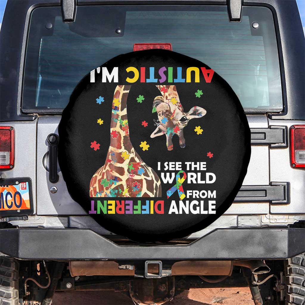 Funny I'm Autistic I See The World Form Different Angle Spare Tire Cover Puzzle Giraffe