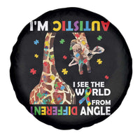 Funny I'm Autistic I See The World Form Different Angle Spare Tire Cover Puzzle Giraffe