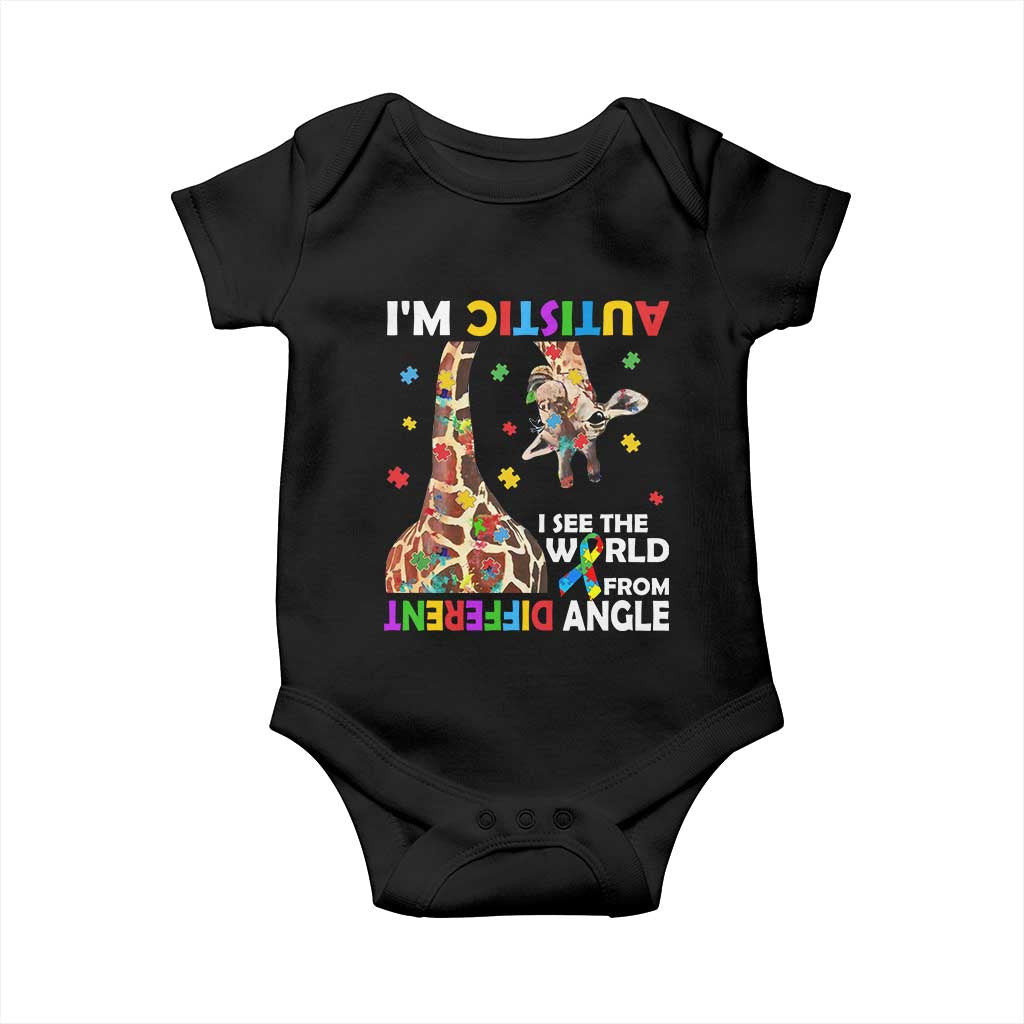 Funny I'm Autistic I See The World Form Different Angle Baby Onesie Puzzle Giraffe