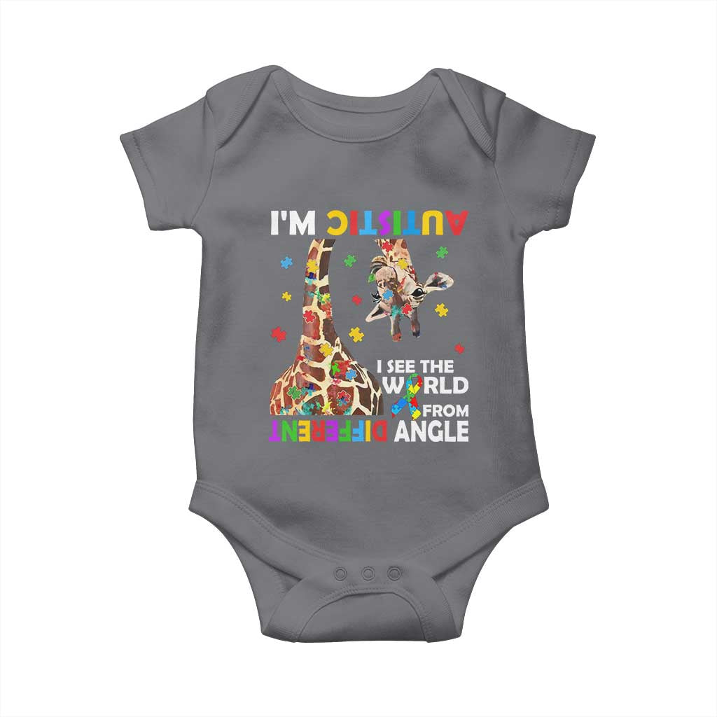 Funny I'm Autistic I See The World Form Different Angle Baby Onesie Puzzle Giraffe
