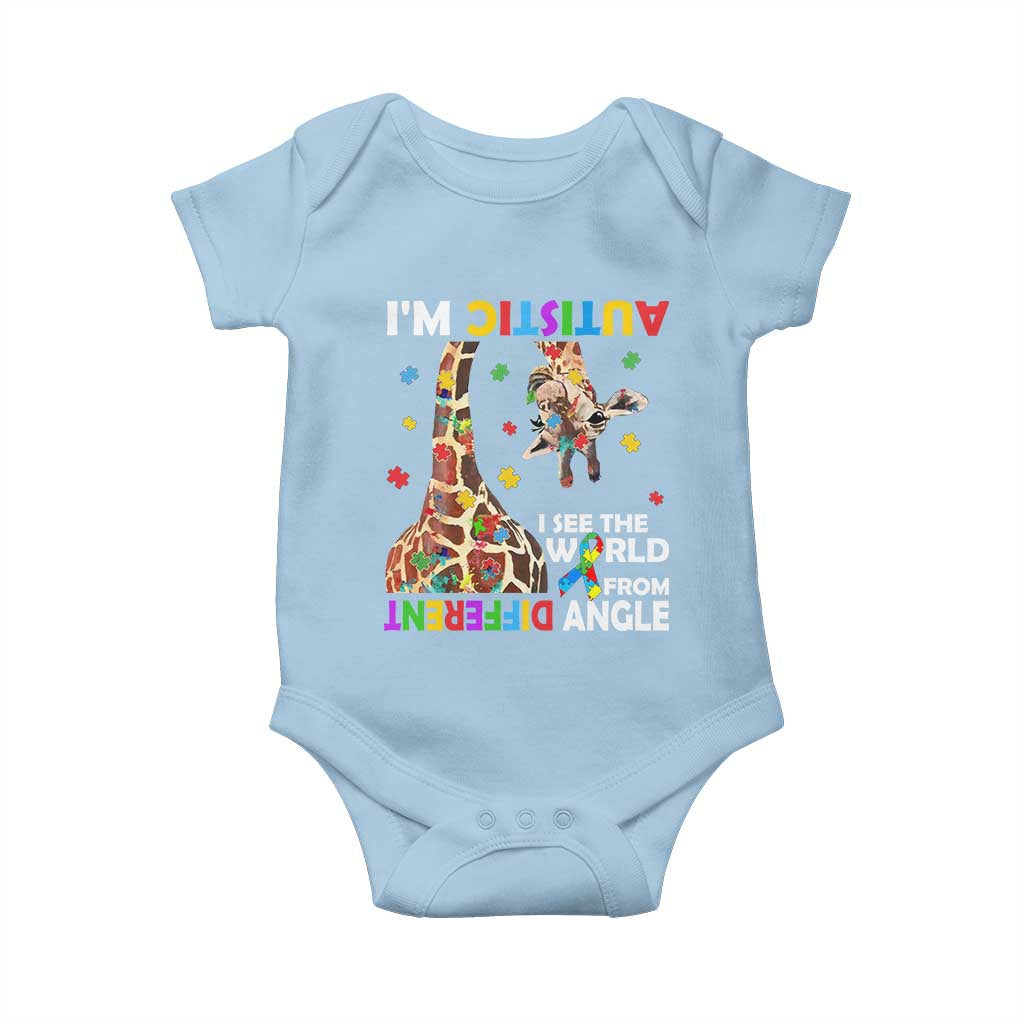 Funny I'm Autistic I See The World Form Different Angle Baby Onesie Puzzle Giraffe
