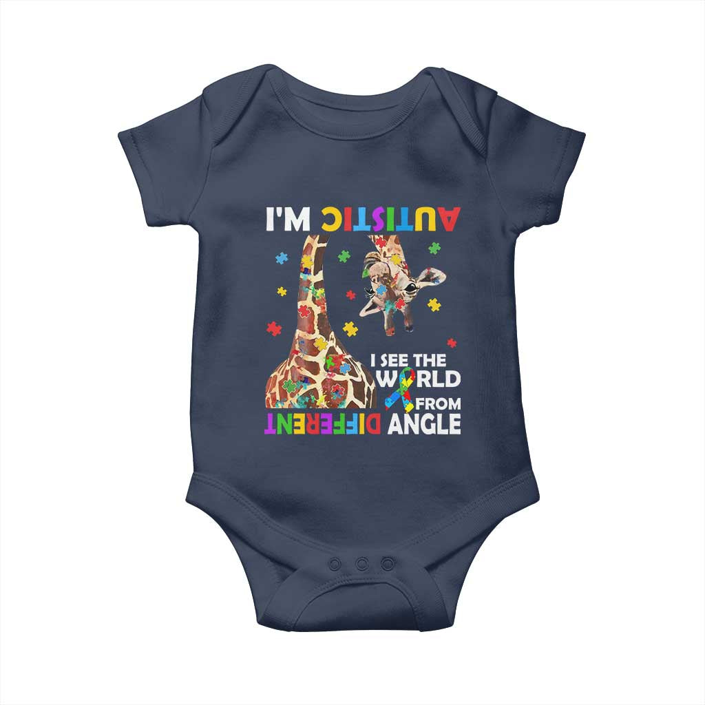 Funny I'm Autistic I See The World Form Different Angle Baby Onesie Puzzle Giraffe
