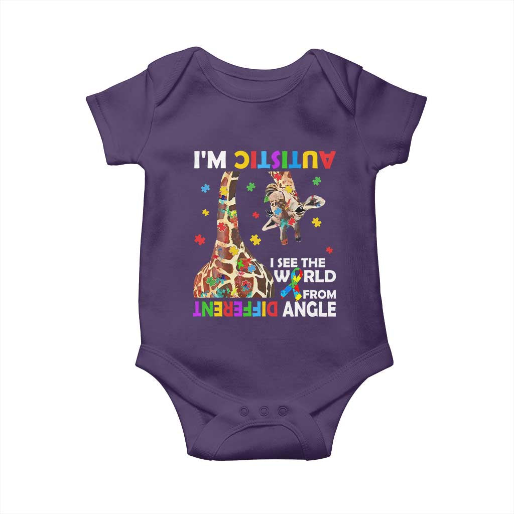 Funny I'm Autistic I See The World Form Different Angle Baby Onesie Puzzle Giraffe